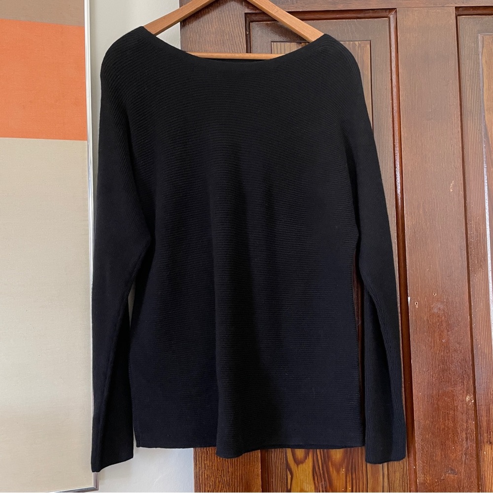 J. Jill Wearever Collection Ribbed Long Sleeve Black Minimalist Sweater Small
